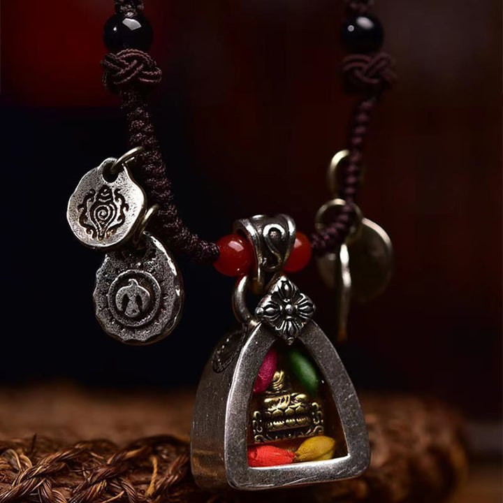 Buddha Stones Tibetan Medicine Buddha Compassion Braided Rope Necklace Pendant - image 3