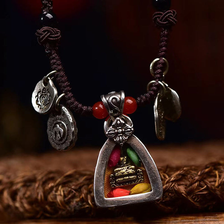 Buddha Stones Tibetan Medicine Buddha Compassion Braided Rope Necklace Pendant - image 2