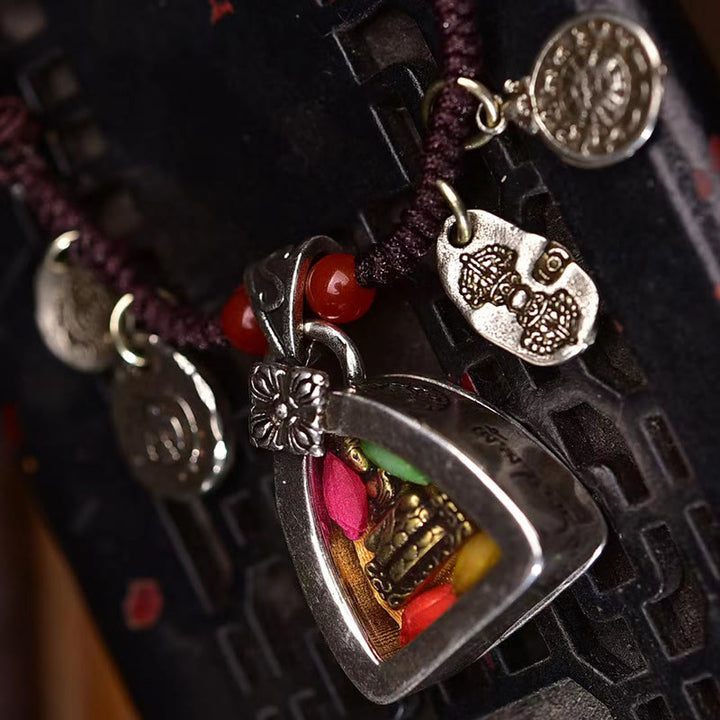 Buddha Stones Tibetan Medicine Buddha Compassion Braided Rope Necklace Pendant - image 4