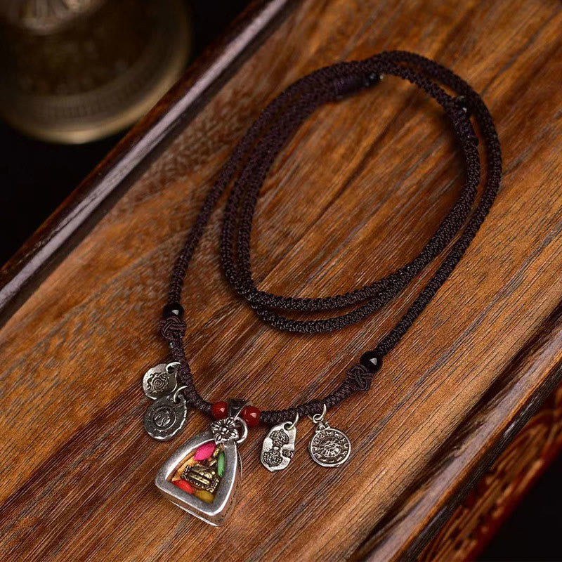 Buddha Stones Tibetan Medicine Buddha Compassion Braided Rope Necklace Pendant - Medicine Buddha - image 1