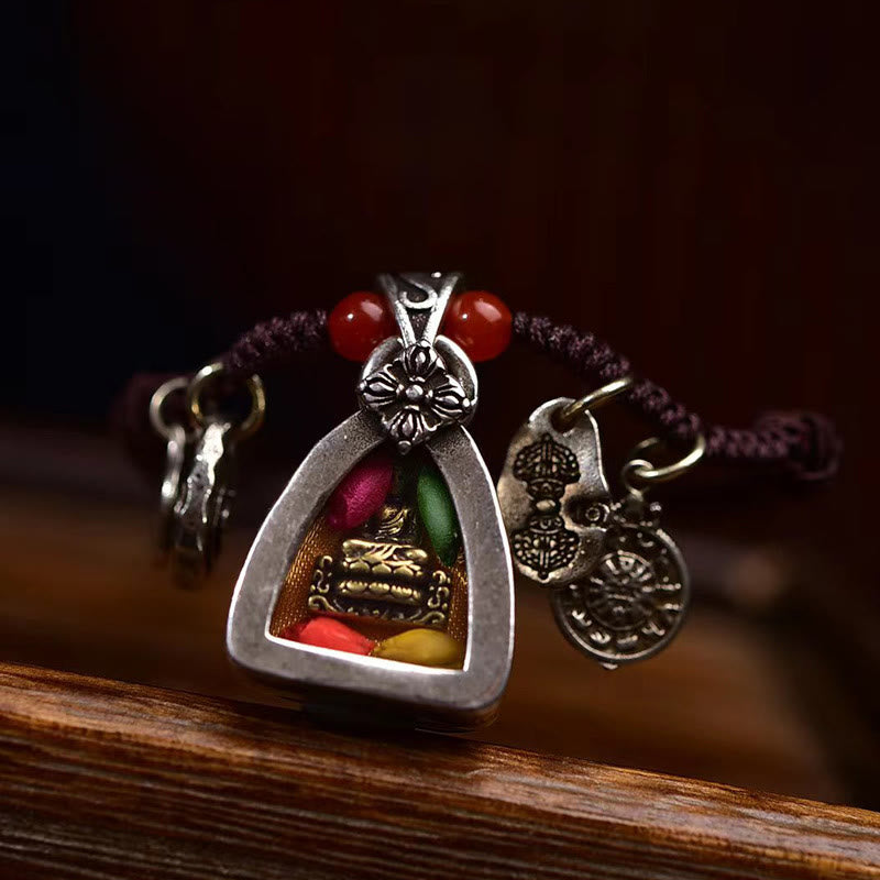 Buddha Stones Tibetan Medicine Buddha Compassion Braided Rope Necklace Pendant - image 5