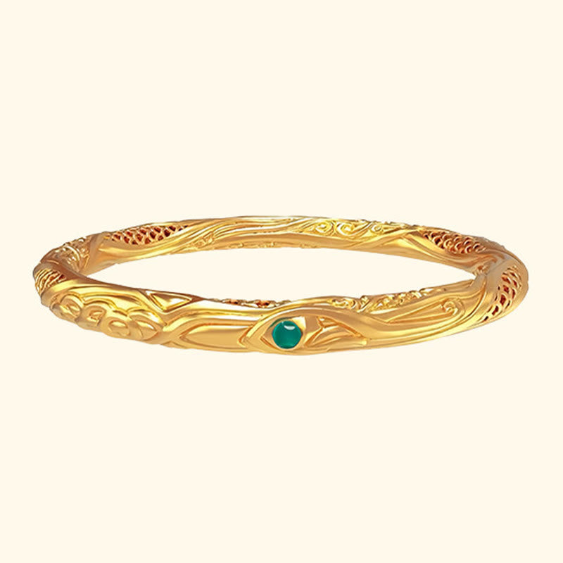 Buddha Stones 999 Sterling Silver Golden Flower Hollow Design Blessing Bracelet Bangle - image 9