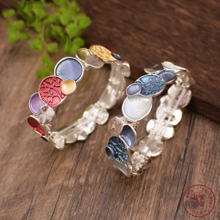 Buddha Stones The Tree Of Life Round Pattern Unity Alloy Elastic Bracelet Bangle - image 12