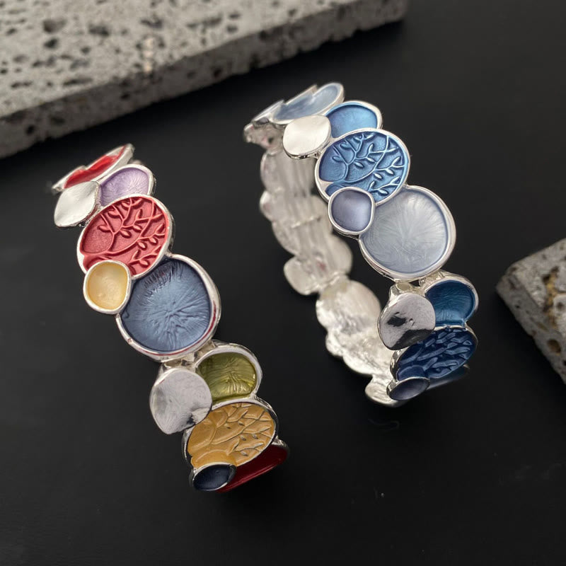 Buddha Stones The Tree Of Life Round Pattern Unity Alloy Elastic Bracelet Bangle - image 11