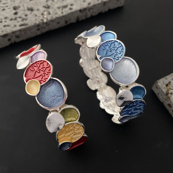 Buddha Stones The Tree Of Life Round Pattern Unity Alloy Elastic Bracelet Bangle - image 11