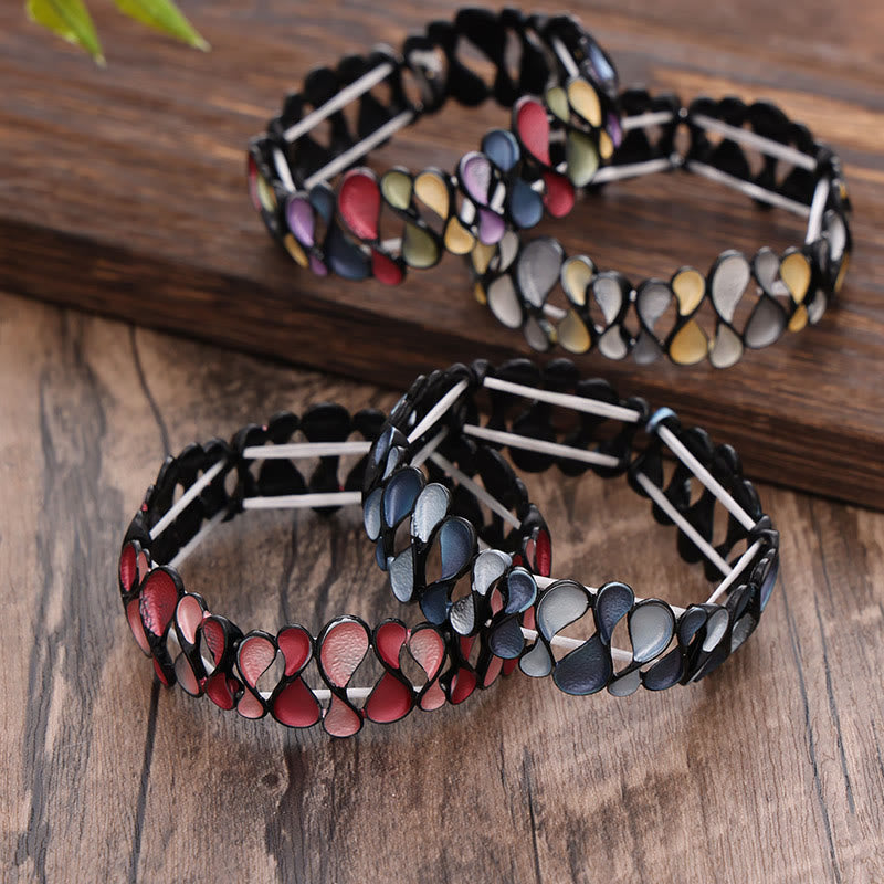 Buddha Stones Colorful Geometric Hollow 8-shaped Alloy Healing Elastic Bracelet Bangle - image 2
