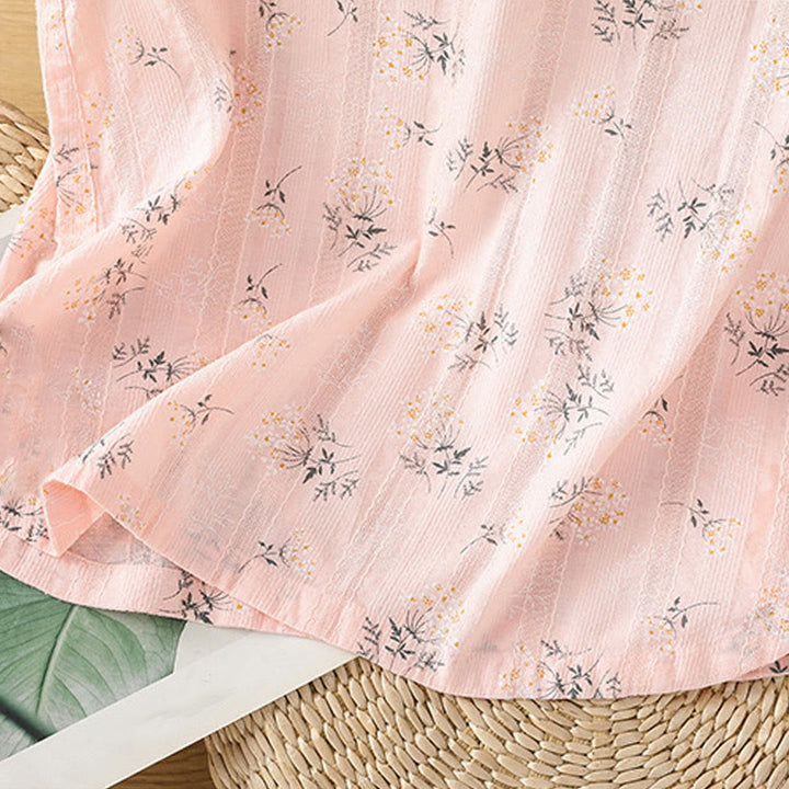 Buddha Stones Retro Printing Floral Plant Pattern Chinese Frog-Button Design Women's Cotton Sleeveless Vest - image 16