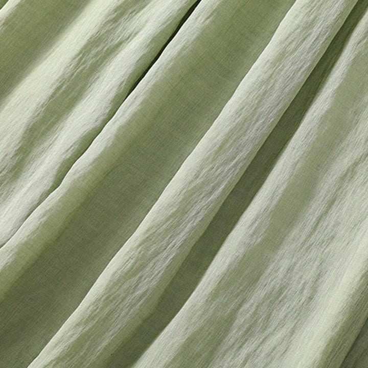 Buddha Stones Casual Contrasting Color Pleated Lace-Up Design Women's Cotton Linen 7-8 Length Skirt - image 30