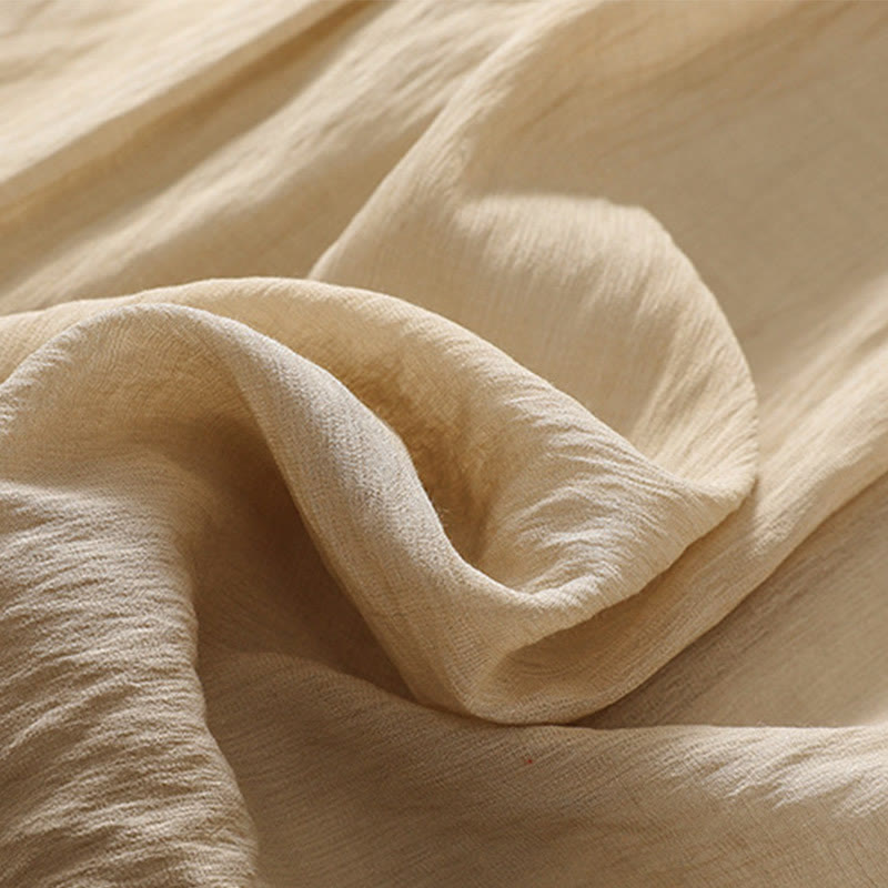 Buddha Stones Casual Contrasting Color Pleated Lace-Up Design Women's Cotton Linen 7-8 Length Skirt - image 5