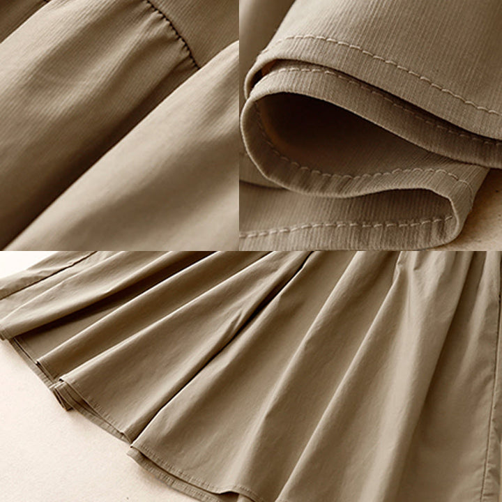 Buddha Stones Casual Loose Plain Women's Cotton Elastic 7-8 Length Wide Leg Pants With Pockets