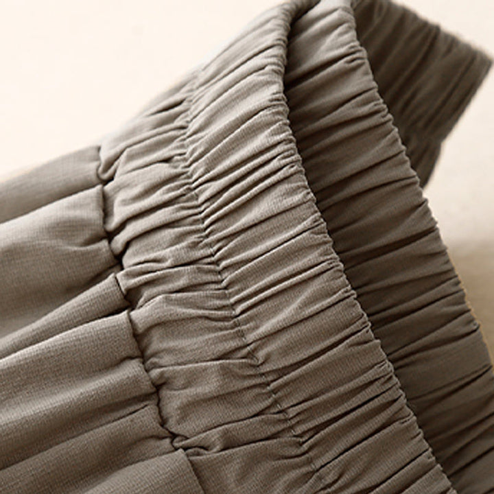 Buddha Stones Casual Loose Plain Women's Cotton Elastic 7-8 Length Wide Leg Pants With Pockets