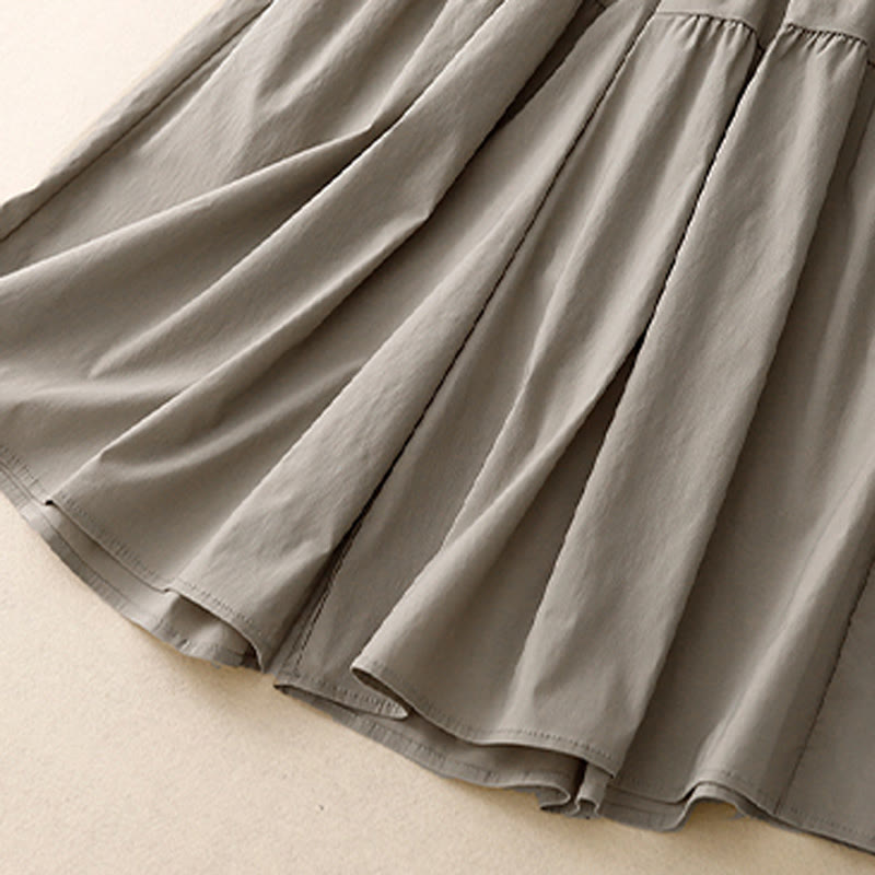 Buddha Stones Casual Loose Plain Women's Cotton Elastic 7-8 Length Wide Leg Pants With Pockets