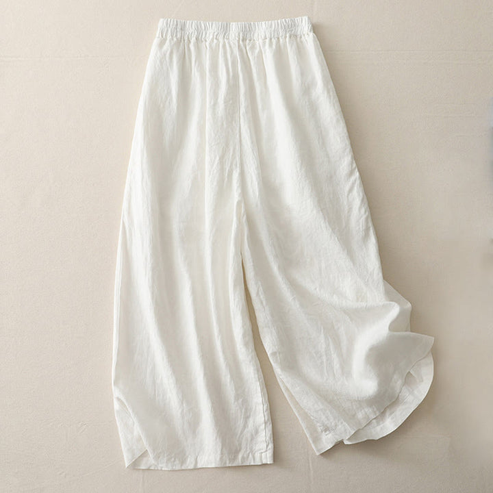 Buddha Stones Casual Plain Tucker Pleats Elastic Women's Polyester Wide Leg Pants With Pockets - image 6