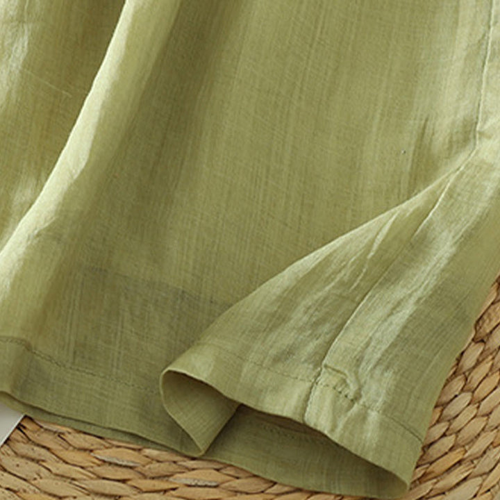 Buddha Stones Casual Plain Lined Ribbon Elastic Women's Polyester Wide Leg Pants With Pockets