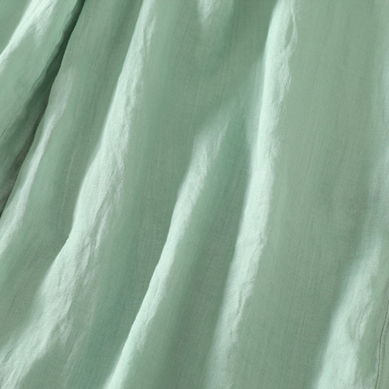 Buddha Stones Casual Plain Lined Ribbon Elastic Women's Polyester Wide Leg Pants With Pockets