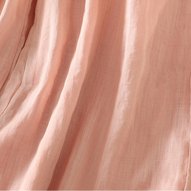 Buddha Stones Casual Plain Lined Ribbon Elastic Women's Polyester Wide Leg Pants With Pockets