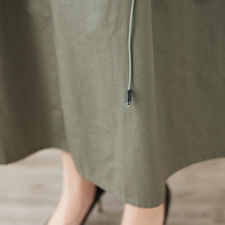 Buddha Stones Summer Casual Pure Color Pleated Design Women's Cotton Skirt