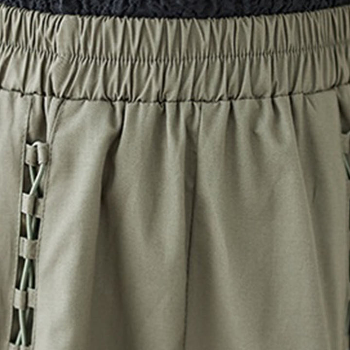 Buddha Stones Summer Casual Pure Color Pleated Design Women's Cotton Skirt