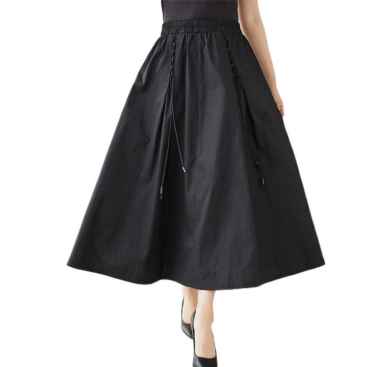 Buddha Stones Summer Casual Pure Color Pleated Design Women's Cotton Skirt