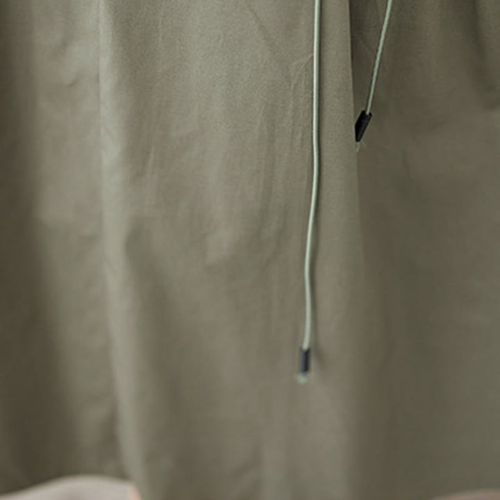 Buddha Stones Summer Casual Pure Color Pleated Design Women's Cotton Skirt