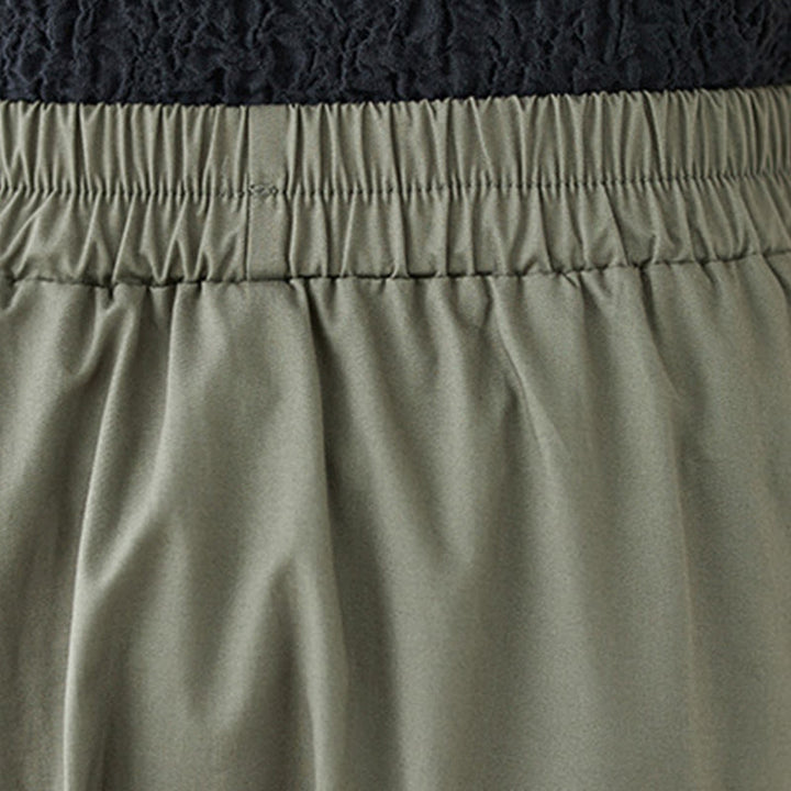 Buddha Stones Summer Casual Pure Color Pleated Design Women's Cotton Skirt