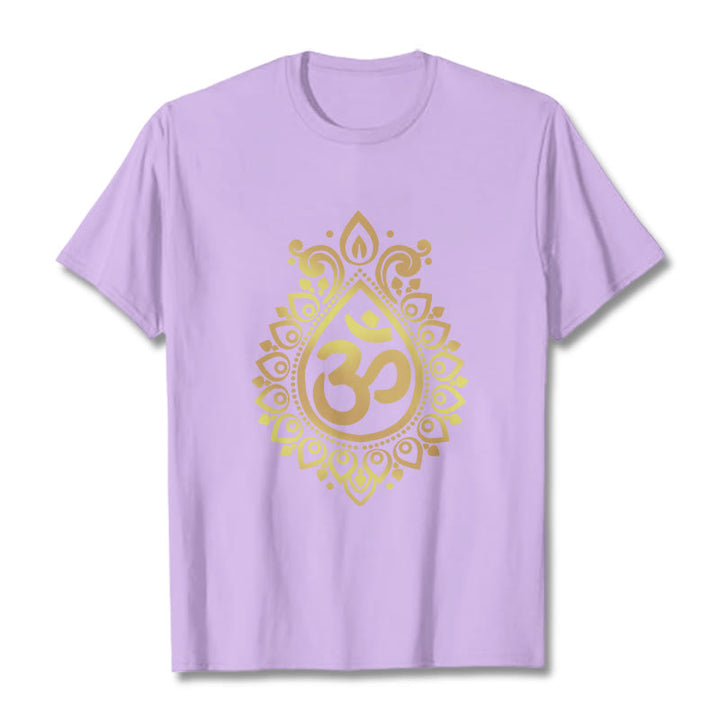 Buddha Stones Water Drop OM Design Tee T-shirt - Plum - 2XL - image 17