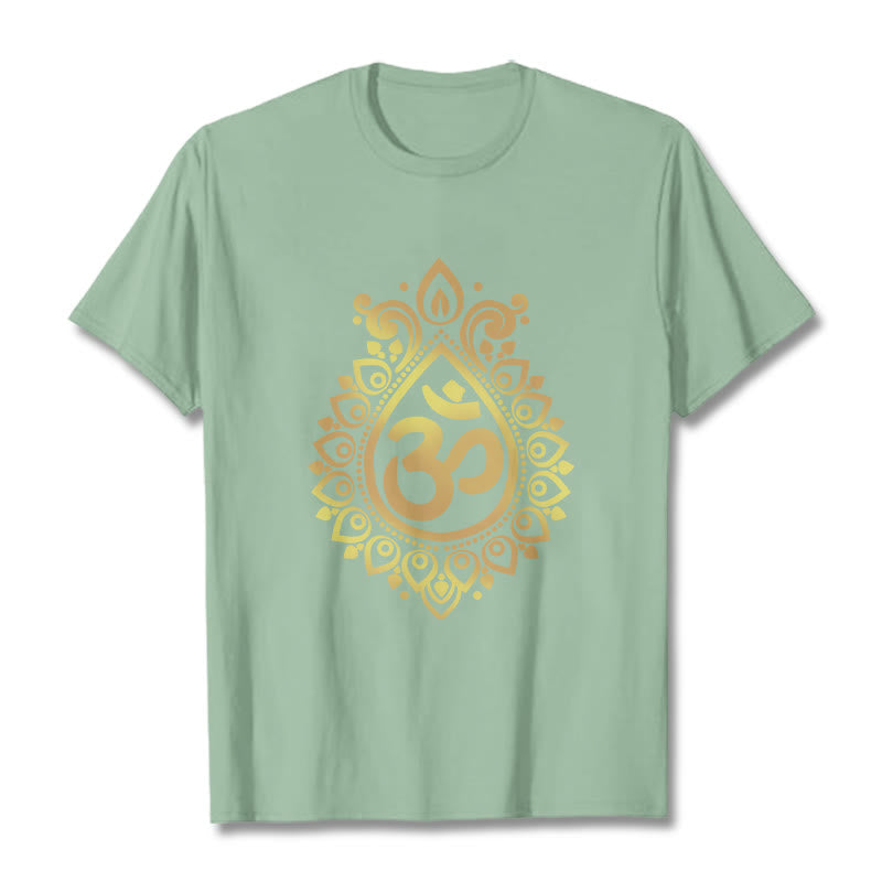Buddha Stones Water Drop OM Design Tee T-shirt - PaleGreen - 2XL - image 15