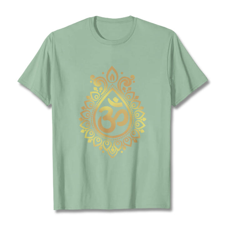 Buddha Stones Water Drop OM Design Tee T-shirt - PaleGreen - 2XL - image 15