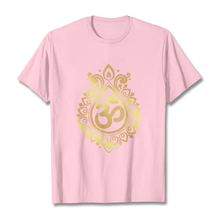 Buddha Stones Water Drop OM Design Tee T-shirt - LightPink - 2XL - image 13