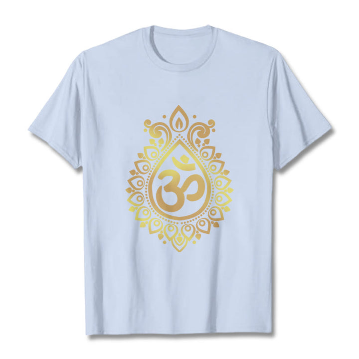 Buddha Stones Water Drop OM Design Tee T-shirt - LightCyan - 2XL - image 19
