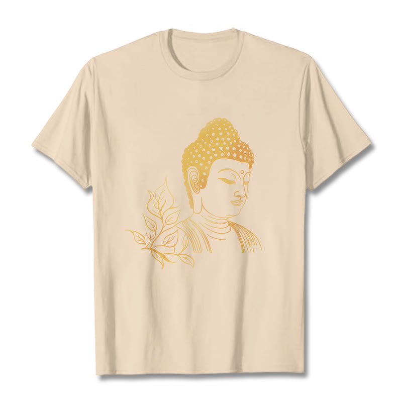 Buddha Stones Golden Leaves Meditation Buddha Tee T-shirt - Bisque - 2XL - image 9