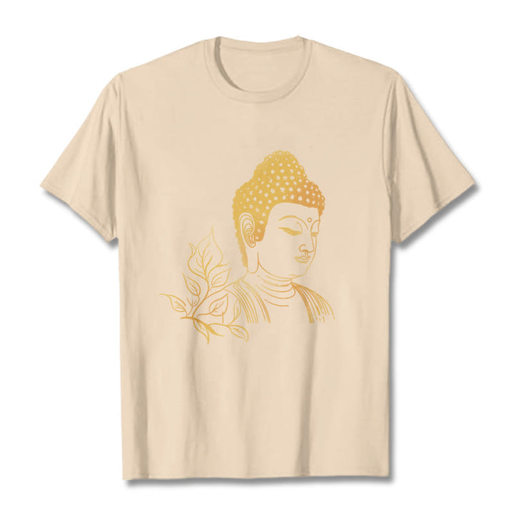 Buddha Stones Golden Leaves Meditation Buddha Tee T-shirt - Bisque - 2XL - image 9
