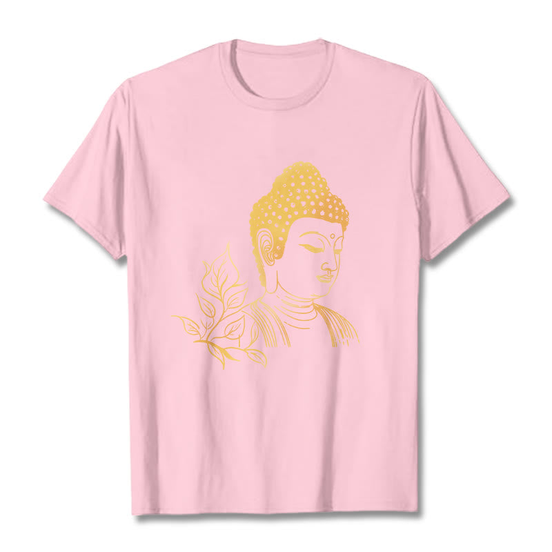 Buddha Stones Golden Leaves Meditation Buddha Tee T-shirt - LightPink - 2XL - image 13