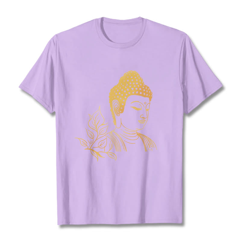Buddha Stones Golden Leaves Meditation Buddha Tee T-shirt - Plum - 2XL - image 17
