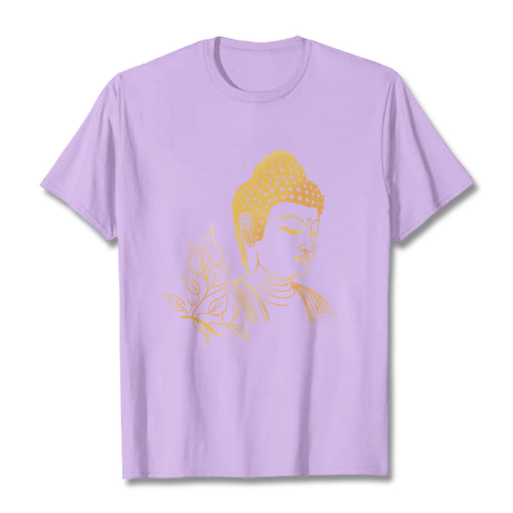 Buddha Stones Golden Leaves Meditation Buddha Tee T-shirt - Plum - 2XL - image 17