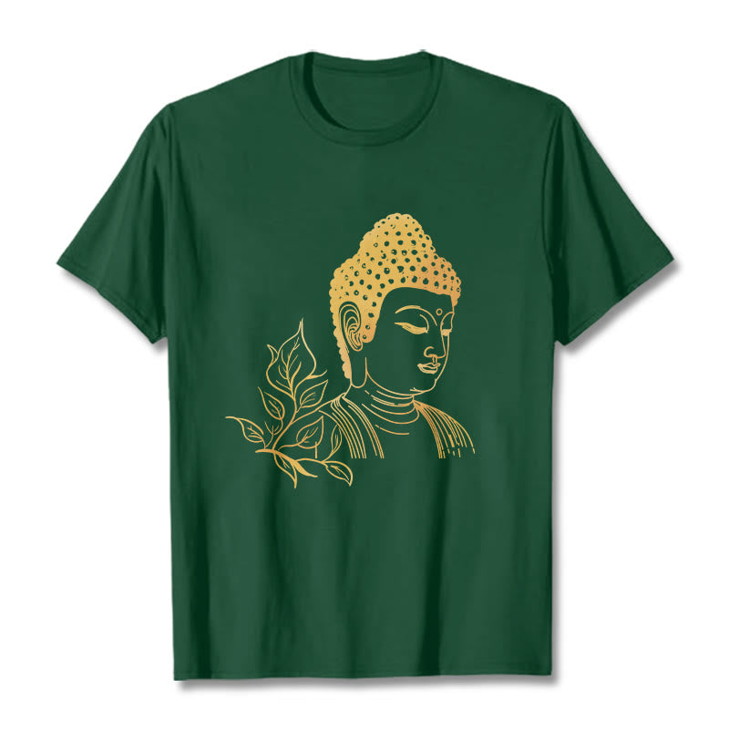 Buddha Stones Golden Leaves Meditation Buddha Tee T-shirt - ForestGreen - 2XL - image 11