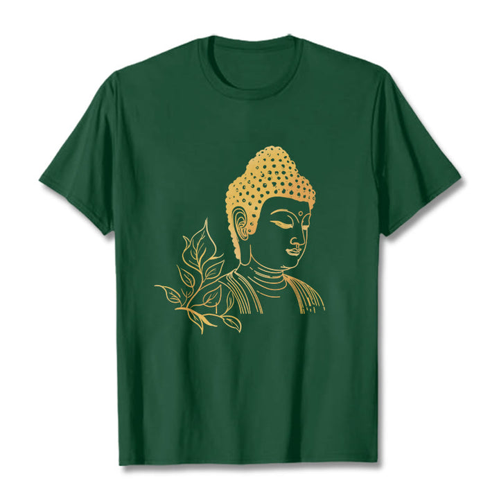 Buddha Stones Golden Leaves Meditation Buddha Tee T-shirt - ForestGreen - 2XL - image 11