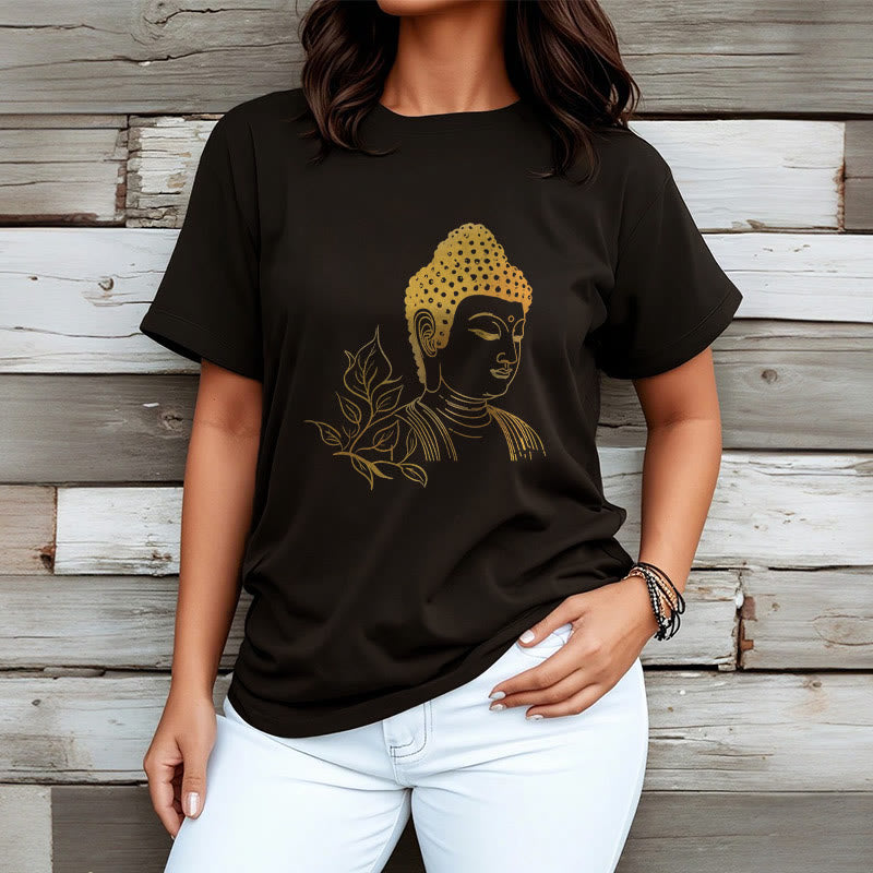 Buddha Stones Golden Leaves Meditation Buddha Tee T-shirt - image 4