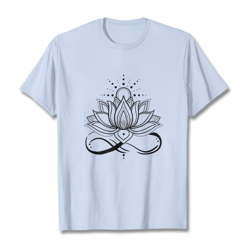 Buddha Stones Lotus Flower Sun Design Tee T-shirt - LightCyan - 2XL - image 19