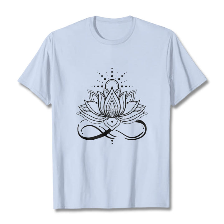 Buddha Stones Lotus Flower Sun Design Tee T-shirt - LightCyan - 2XL - image 19