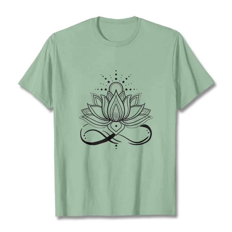 Buddha Stones Lotus Flower Sun Design Tee T-shirt - PaleGreen - 2XL - image 15