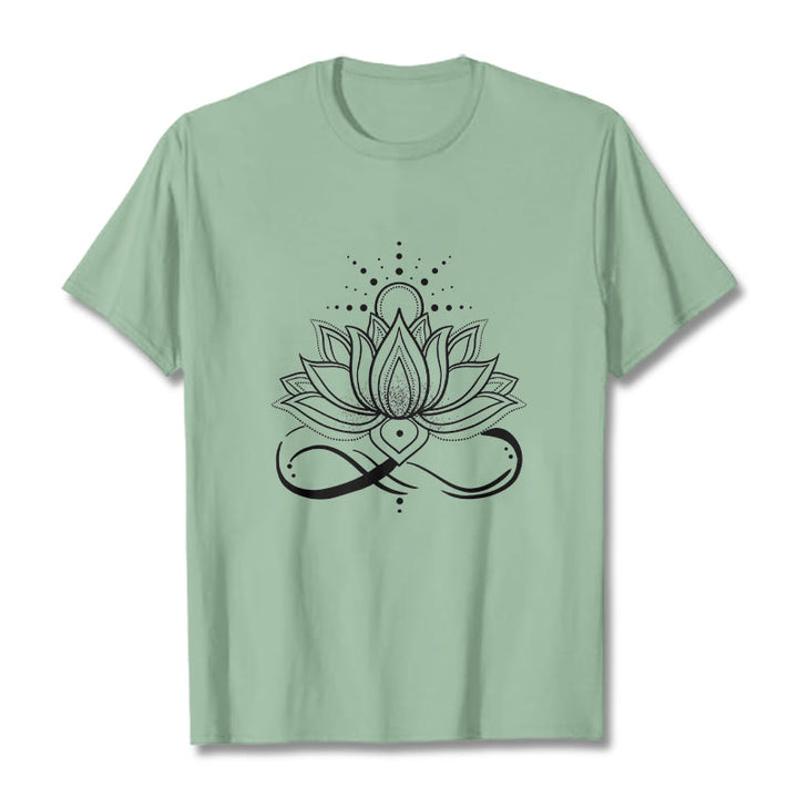 Buddha Stones Lotus Flower Sun Design Tee T-shirt - PaleGreen - 2XL - image 15