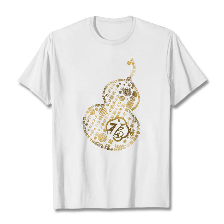 Buddha Stones Gourd Fu Character Design Tee T-shirt - White - 2XL - image 6