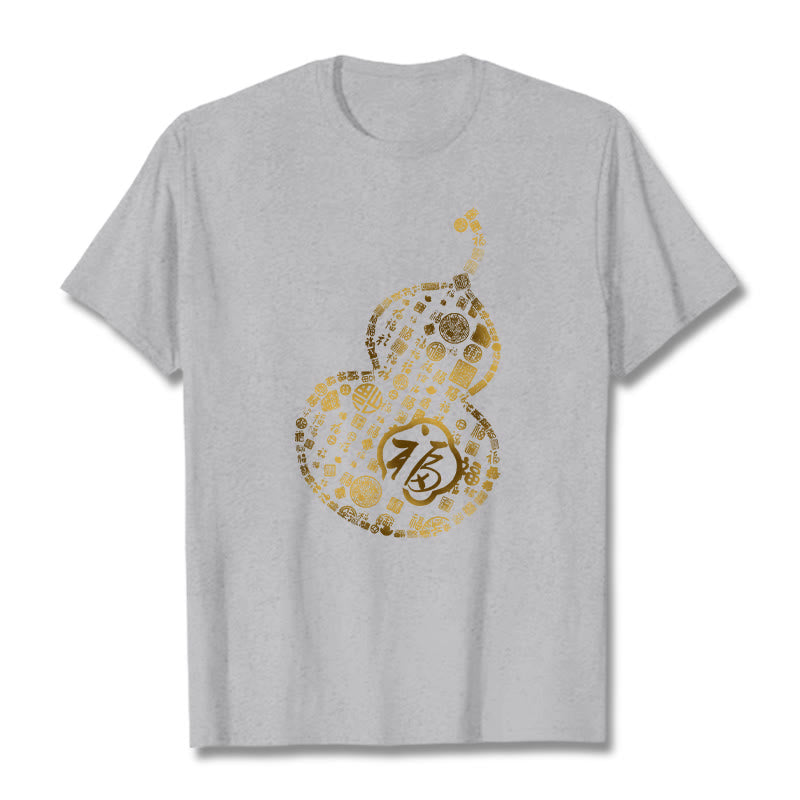 Buddha Stones Gourd Fu Character Design Tee T-shirt - LightGrey - 2XL - image 20
