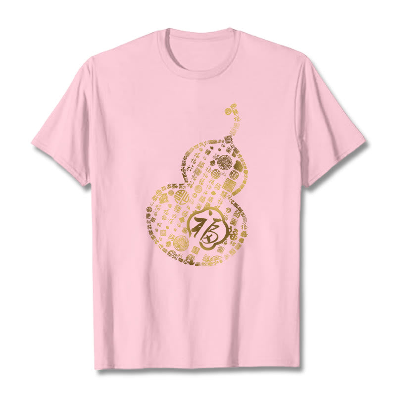 Buddha Stones Gourd Fu Character Design Tee T-shirt - LightPink - 2XL - image 13