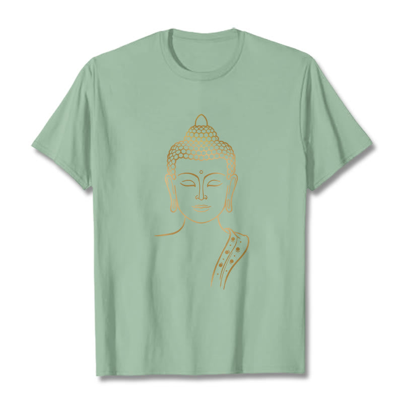 Buddha Stones Golden Buddha In Deep Meditation Tee T-shirt - PaleGreen - 2XL - image 15