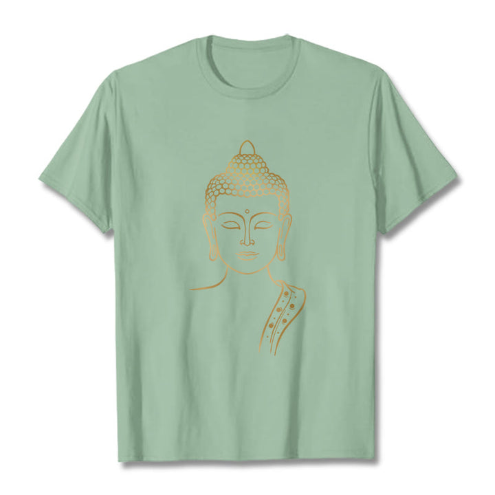 Buddha Stones Golden Buddha In Deep Meditation Tee T-shirt - PaleGreen - 2XL - image 15