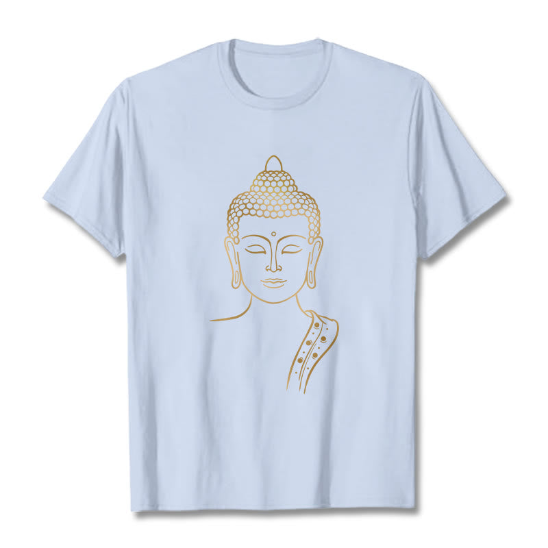 Buddha Stones Golden Buddha In Deep Meditation Tee T-shirt - LightCyan - 2XL - image 19