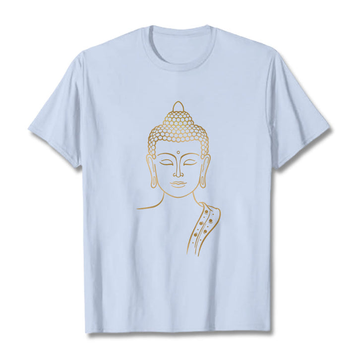 Buddha Stones Golden Buddha In Deep Meditation Tee T-shirt - LightCyan - 2XL - image 19