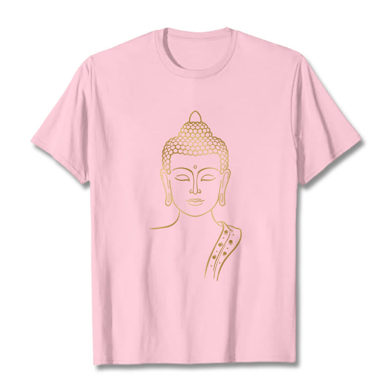 Buddha Stones Golden Buddha In Deep Meditation Tee T-shirt - LightPink - 2XL - image 13